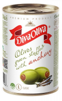 Оливки Diva Oliva зелені з анчоусом ж/б 314мл