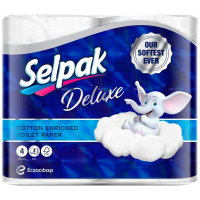 Туалетний папір Selpak Deluxe Cotton Enriched Білий, 4 шт.