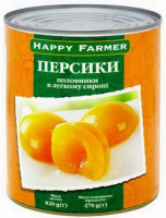 Персики Happy Farmer половинки в сиропі 850мл ж/б