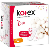 Щоденні гігієнічні прокладки Kotex Deo Normal, 60 шт.