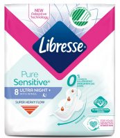 Прокладки Libresse Pure Sensitive Ultra Night+ 8шт