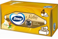 Серветки косметичні Zewa Soft&Sensitive Softis чотиришарові 80шт