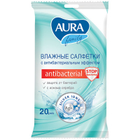 Серветки вологі антисептичні Aura Family Antibacterial, 20 шт.