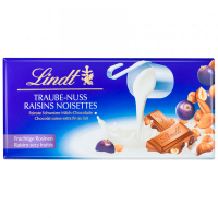 Шоколад Lindt молочний з фундуком, мигдалем та родз. 100г
