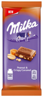 Шоколад Milka мол. з карам. нач. та арахісом 100г