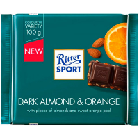 Шоколад Ritter Sport темний з мигдалем, горіхом та апельсином 100г