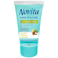 Скраб для всіх типів шкіри обличчя Novita Make Up & Care Олія бабассу та авокадо, 150 мл