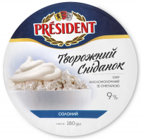 Сир President кисломолочний солоний зі сметаною 9% 180г 