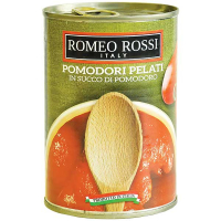 Томати Romeo Rossi очищені у власному соці ж/б 400г