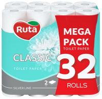 Туалетний папір Ruta Classic Crystal White Білий, 32 шт.