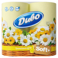 Туалетний папір Диво Soft+ Жовтий, 4 шт.