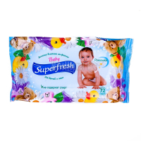 Серветки вологі гігієнічні дитячі Superfresh Baby Ромашка, 72 шт.