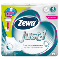 Туалетний папір Zewa Just 1 Білий, 4 шт.